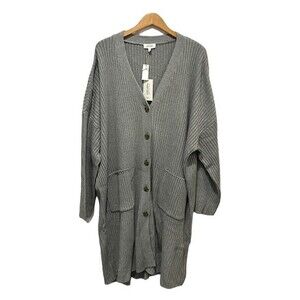 Haven Well Within gray cotton V Neck button down cardigan size XXL NWT